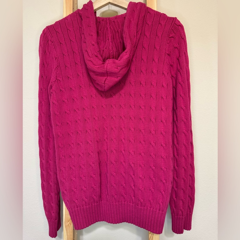 Ralph Lauren woman’s Raspberry Cable-Knit Zip Hoodie - Picture 2 of 6